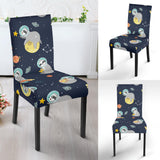 Cute Sloth Astronaut Star Planet Rocket Pattern Dining Chair Slipcover