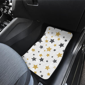Hand Drawn Gold Black Star Pattern Front Car Mats