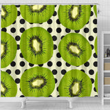 Kiwi Black Dot Background Shower Curtain Fulfilled In US