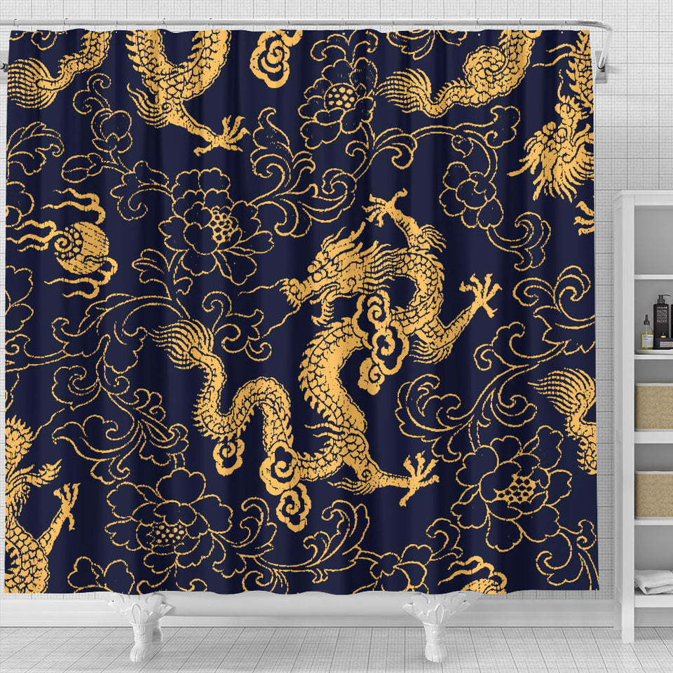 Gold Dragon Pattern Shower Curtain Fulfilled In US