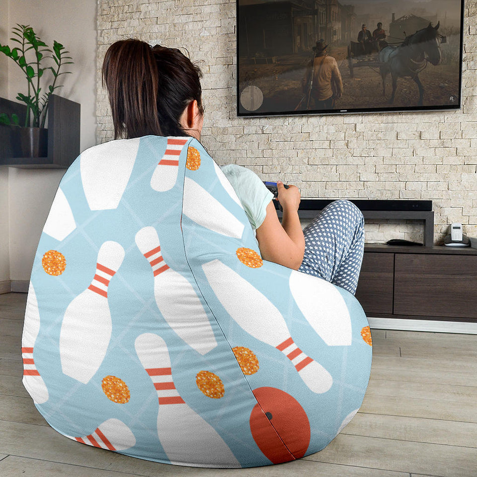 Bowling Ball Bowling Pins Blue Blackground Bean Bag Cover