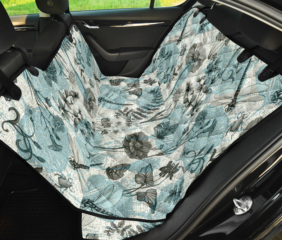 Dragonfly Butterfly Plants Insect Flower Vintage Style Pattern Dog Car Seat Covers