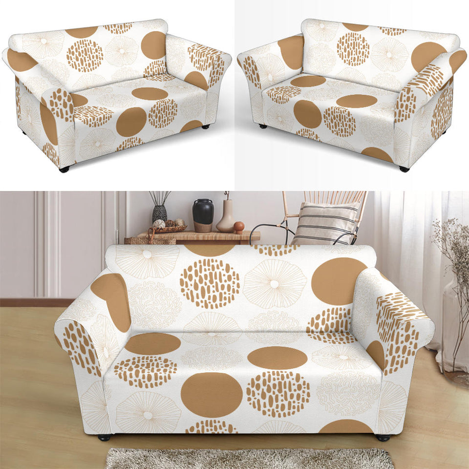 Gold Texture Mushroom Pattern Loveseat Couch Slipcover