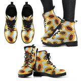 Watercolor Papaya Pattern Leather Boots