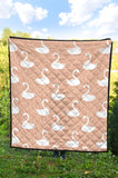 Swan Flower Light Pink Background Premium Quilt