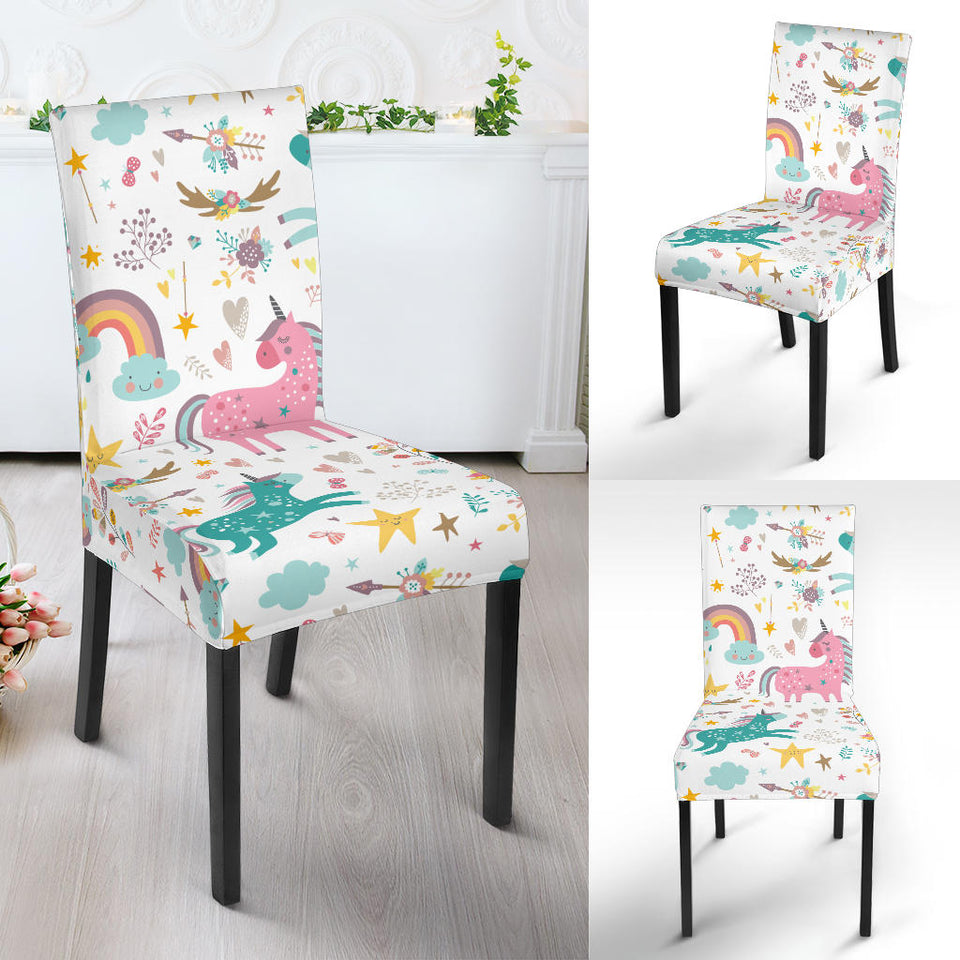 Colorful Unicorn Pattern Dining Chair Slipcover