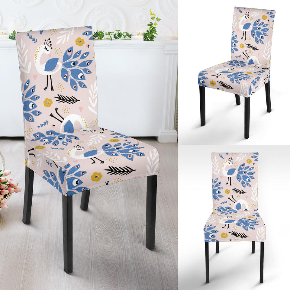 Cute Peacock Pattern Dining Chair Slipcover