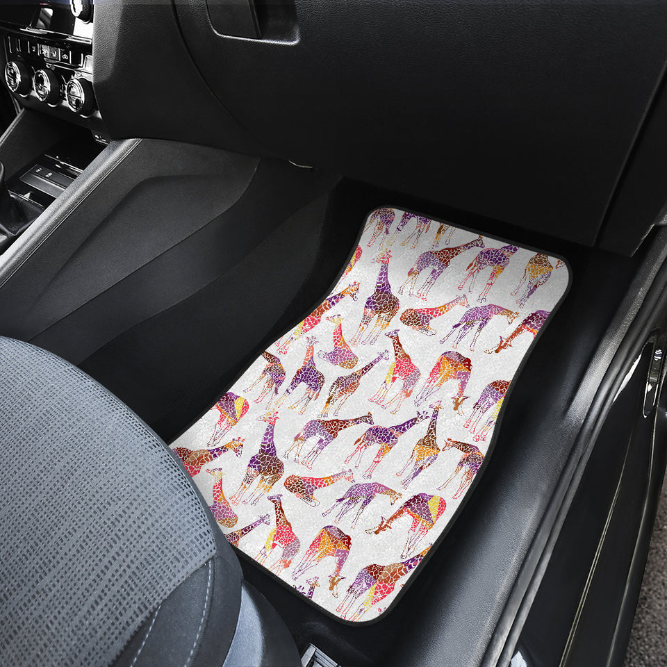 Giraffe Pattern Print Design 02 Front and Back Car Mats