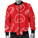 Sushi Pattern Red Background Men'S Bomber Jacket