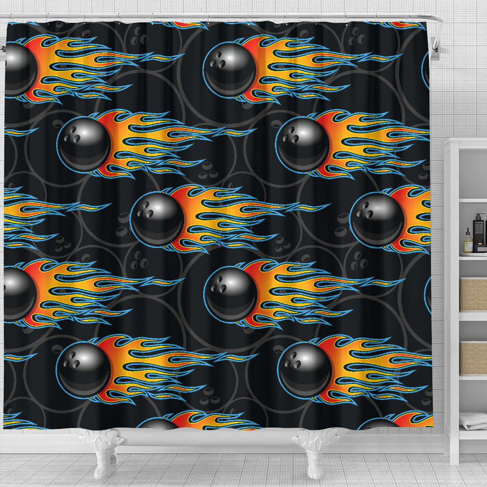 Bowling Balls Flame Pattern Shower Curtain Fulfilled In US