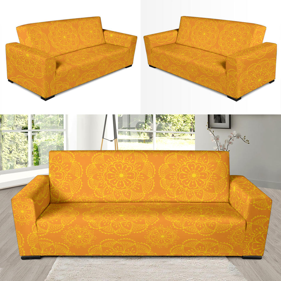 Orange Traditional Indian Element Pattern Sofa Slipcover