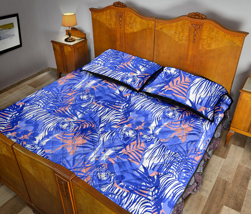 white bengal tigers pattern Quilt Bed Set