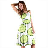 Cucumber Slices Pattern Sleeveless Midi Dress
