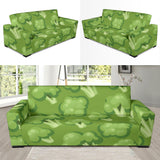 Broccoli Pattern Green Background Sofa Slipcover