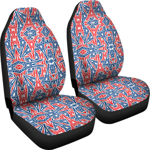Eiffel Tower Pattern Print Design 02 Universal Fit Car Seat Covers