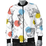Siberian Husky And Colorful Circle Pattern Men'S Bomber Jacket