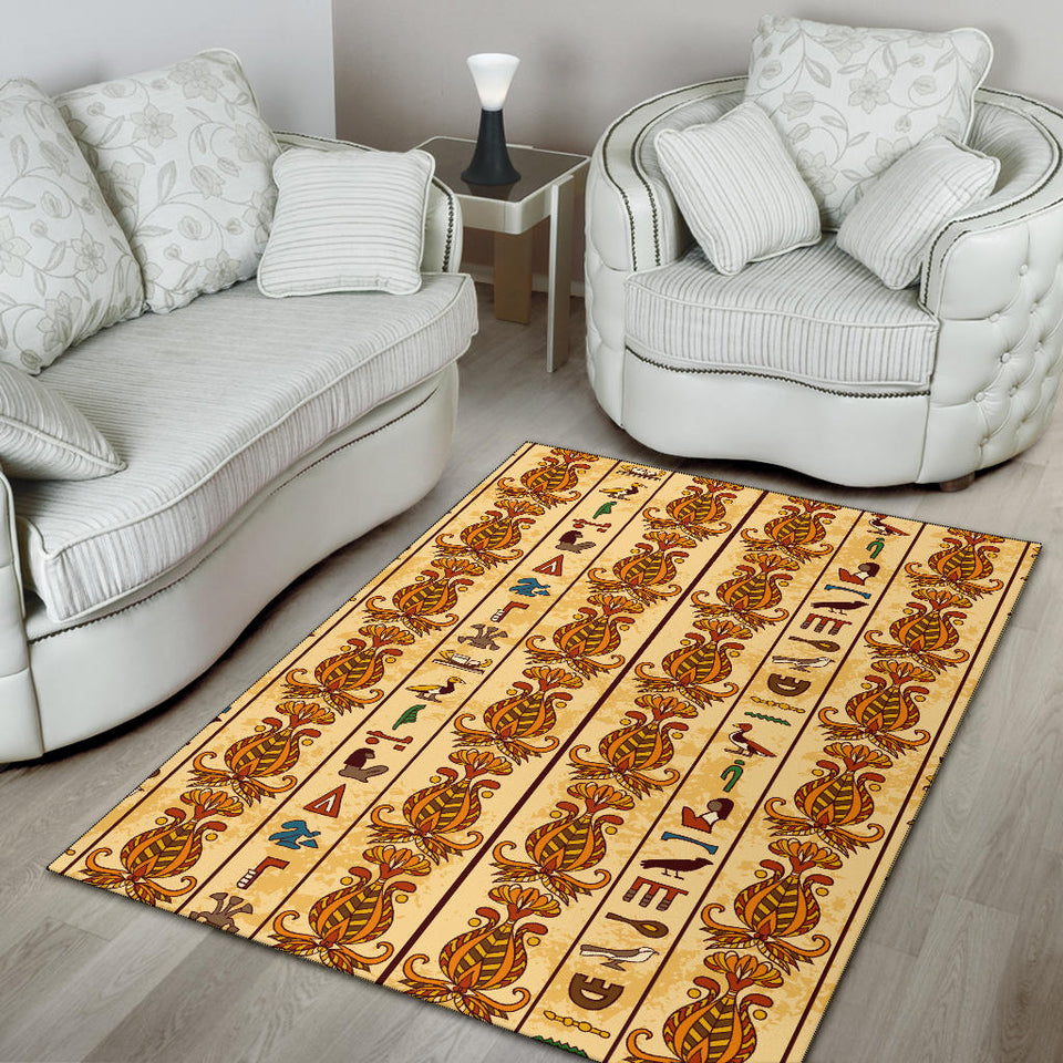 Egypt Hieroglyphics Pattern Print Design 04 Area Rug
