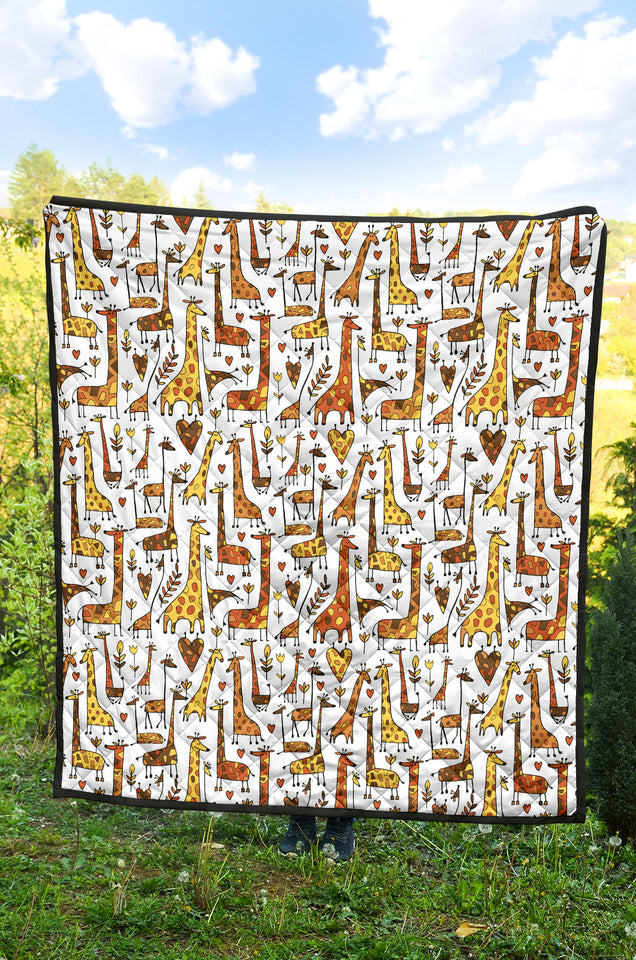 Giraffe Pattern Print Design 04 Premium Quilt