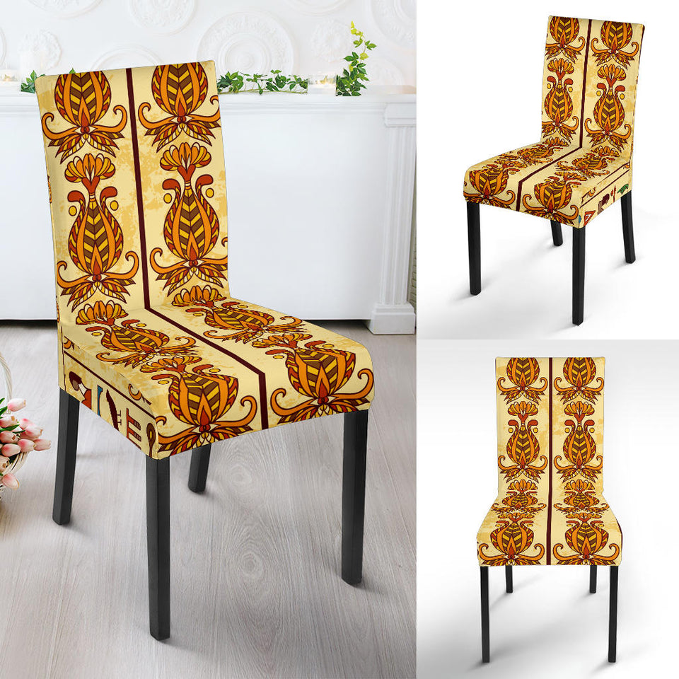 Egypt Hieroglyphics Pattern Print Design 04 Dining Chair Slipcover