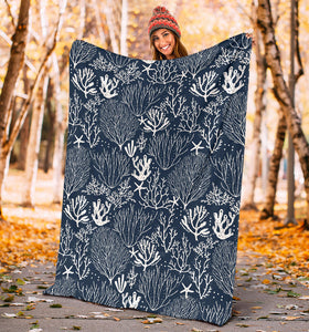 Coral Reef Pattern Print Design 05 Premium Blanket