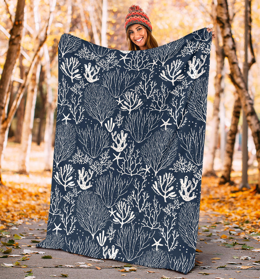 Coral Reef Pattern Print Design 05 Premium Blanket