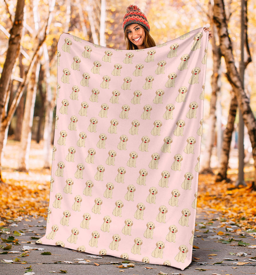Golden Retriever Pattern Print Design 02 Premium Blanket