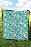 Christmas Cute Siberian Husky Puppie Pattern Premium Quilt