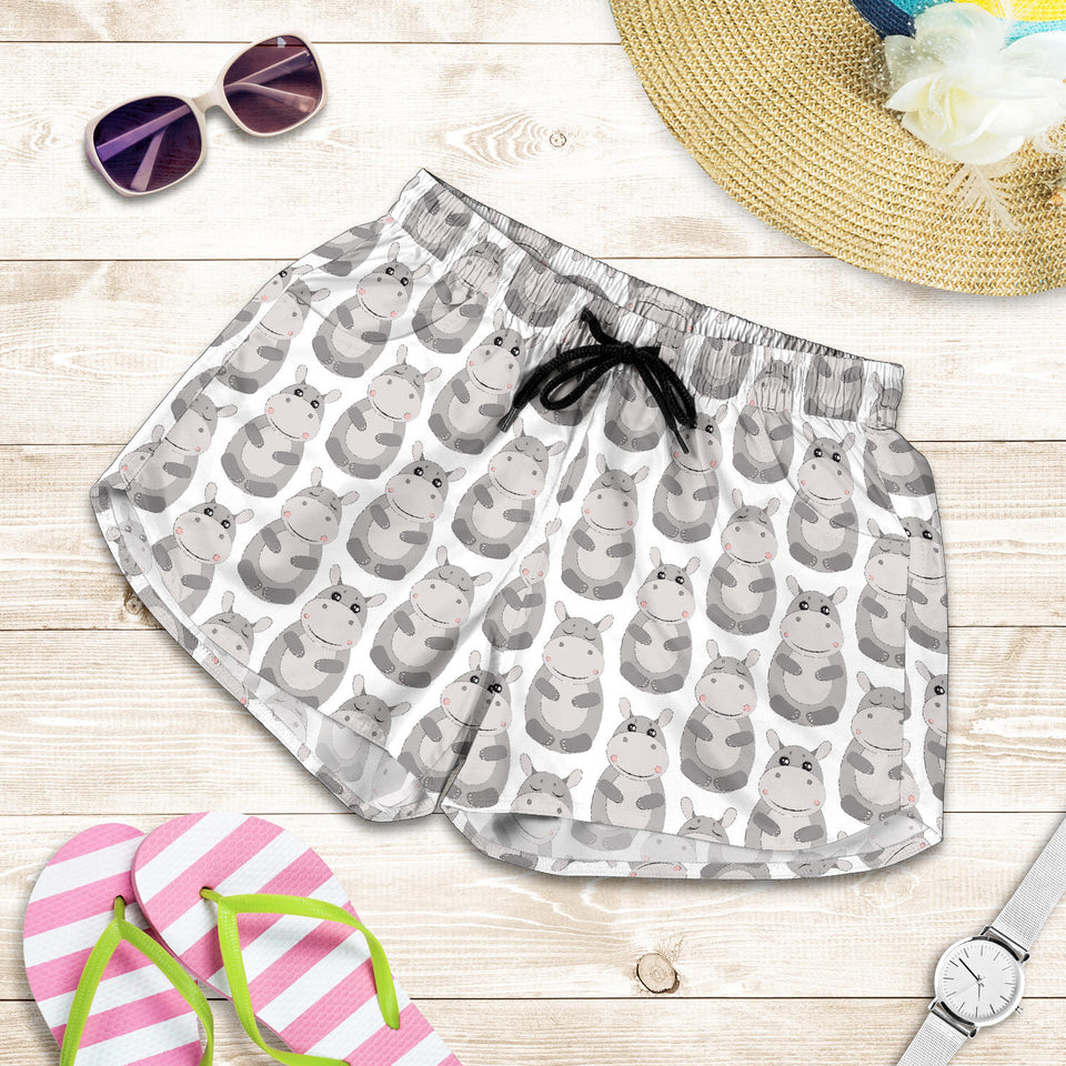 Hippopotamus Pattern Print Design 05 Women Shorts