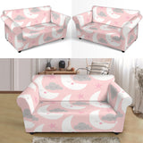 Cute Moon Cloud Star Pattern Pink Dot Background Loveseat Couch Slipcover