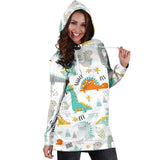 Cute Funny Kids Dinosaurs Pattern Women'S Hoodie Dress