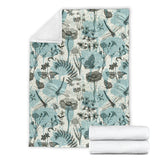 Dragonfly Butterfly Plants Insect Flower Vintage Style Pattern Premium Blanket