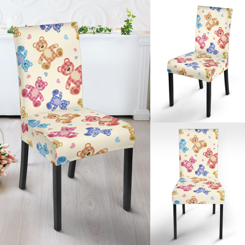 Teddy Bear Pattern Print Design 05 Dining Chair Slipcover