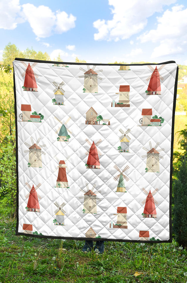 Windmill Design Pattern Premium Quilt