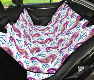 Purple Seahorse Blue Coral Pattern Dog Car Seat Covers