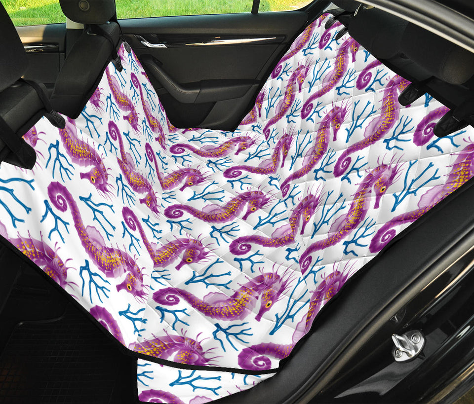 Purple Seahorse Blue Coral Pattern Dog Car Seat Covers