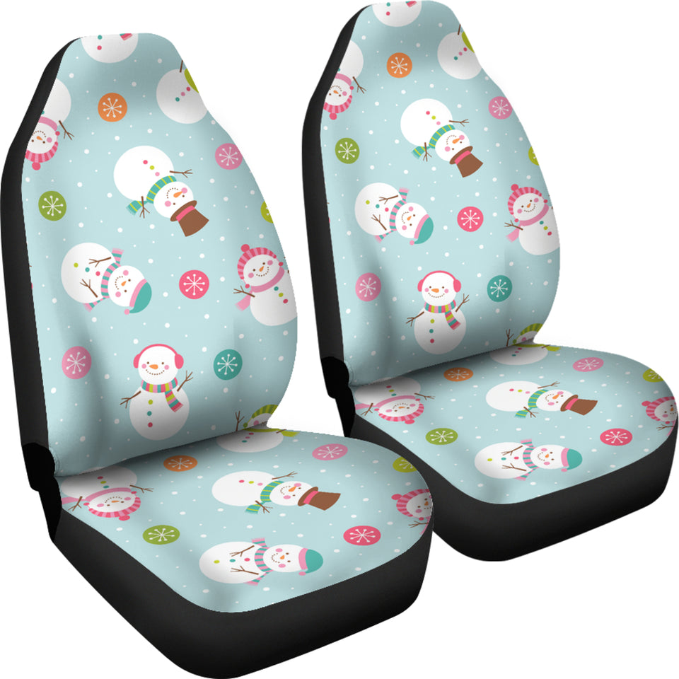 Cute Snowman Snowflake Pattern  Universal Fit Car Seat Covers
