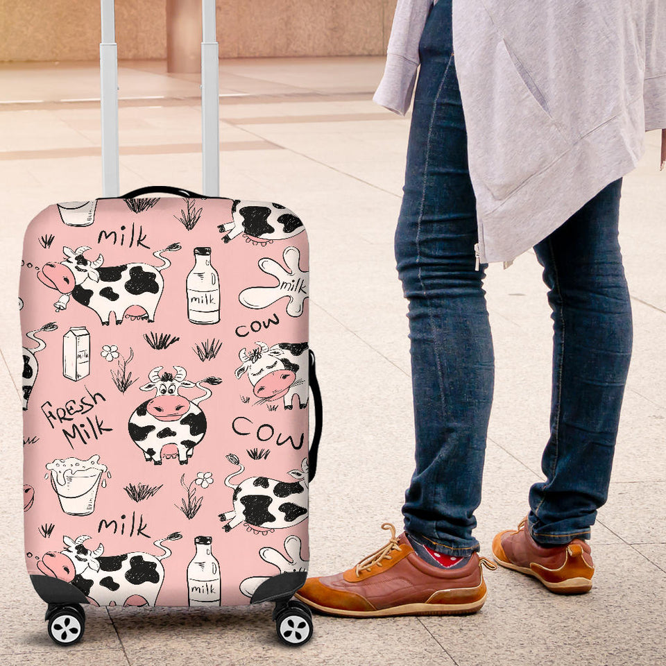 Cows Milk Product Pink Background Luggage Covers