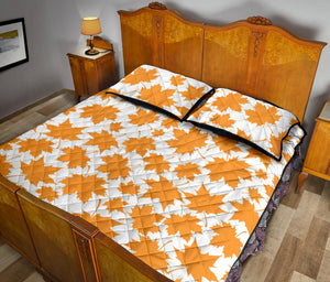 Orange Maple Leaf pattern Quilt Bed Set