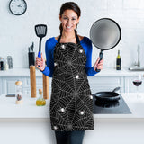Spider Web Design Pattern Black Background White Cobweb Adjustable Apron