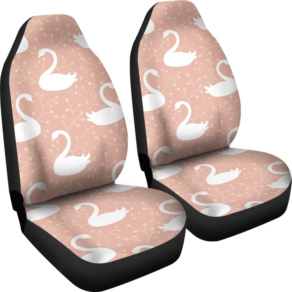 Swan Flower Light Pink Background  Universal Fit Car Seat Covers
