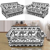 Camel Polynesian Tribal Pattern Loveseat Couch Slipcover