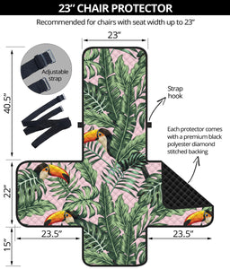 Toucan tropical green jungle palm pattern Chair Cover Protector