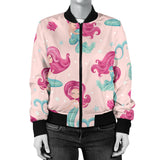 Cute Little Mermaid Pattern Women'S Bomber Jacket