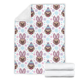 Cute Pug Hat Rabbit Costume Pattern Premium Blanket