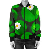 Frog Waterlily Pattern Women'S Bomber Jacket