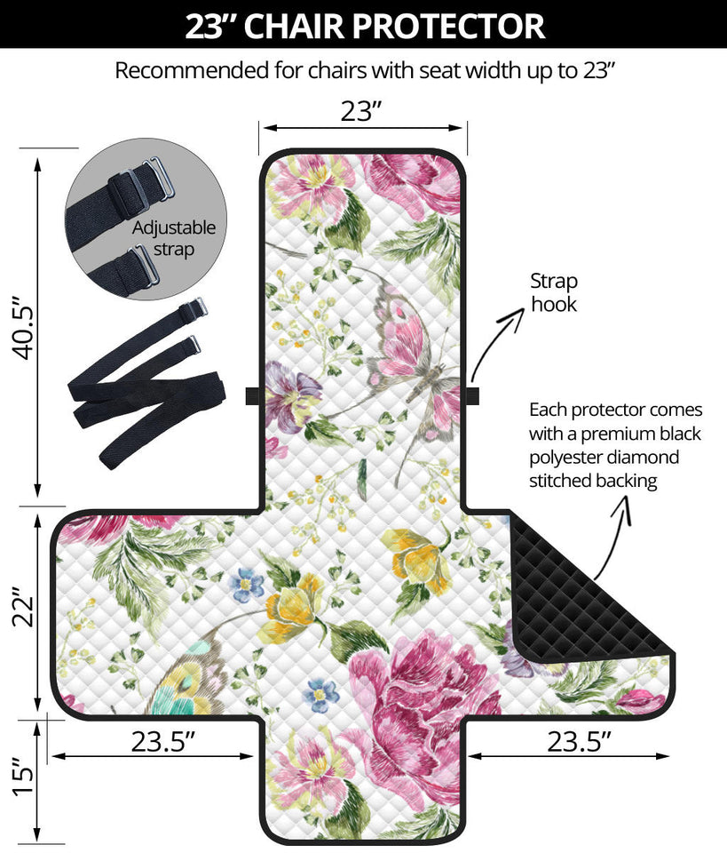 Hand drawn butterfly rose Chair Cover Protector