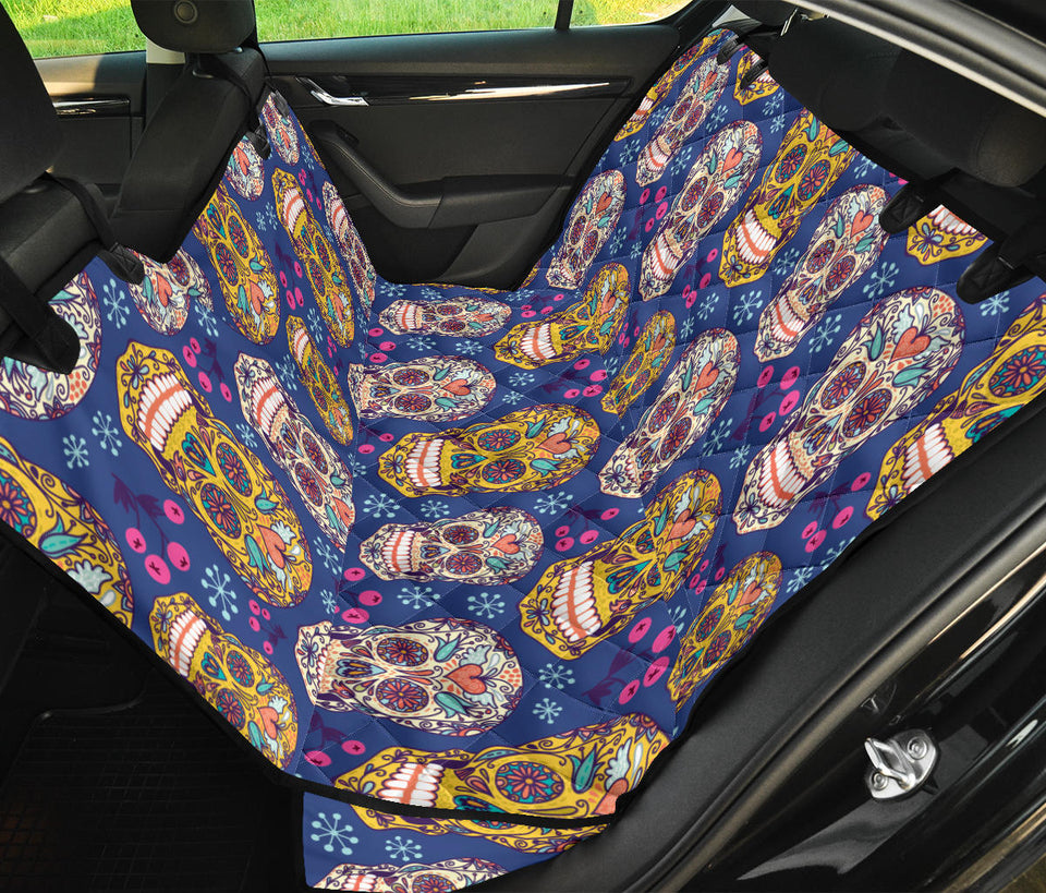 Sugar Skull Flower Pattern Dog Car Seat Covers