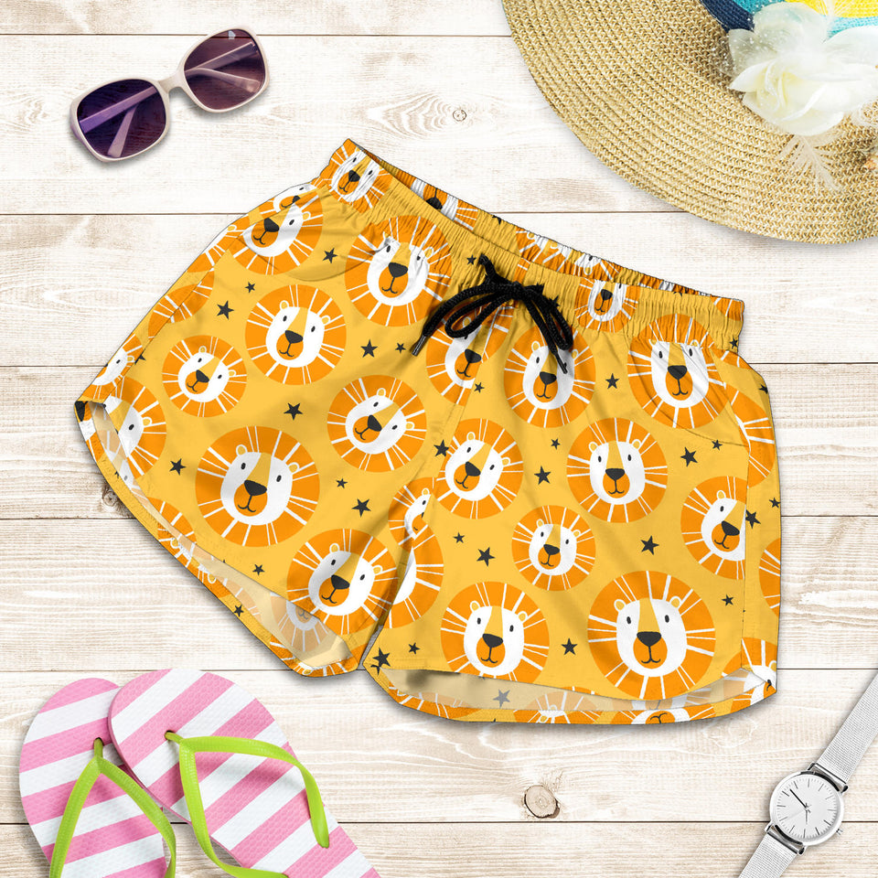 Lion Pattern Print Design 03 Women Shorts