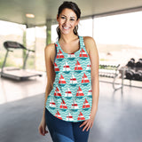 Red White sailboat wave background Women Racerback Tank Top