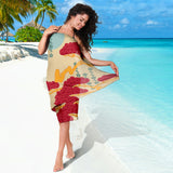 Red Bonsai Gray Sun Japanese Pattern Sarong